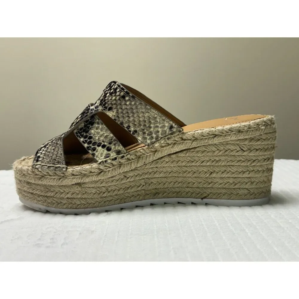 MARC FISHER Robbyn Leather Reptile Platform Espadrille, Sz 8.5